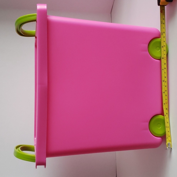 Organization toy storage bin with handles and wheels pink/ green - Picture 7 of 8